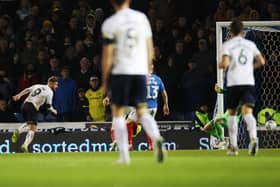 Matty Taylor equalises against Pompey at Fratton Park. Picture: Joe Pepler