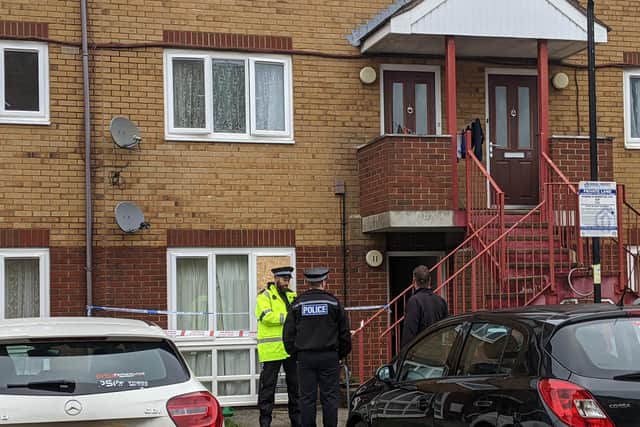 The flat is being guarded by police. Picture: Emily Turner