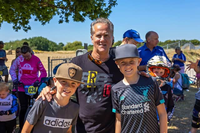 Brothers Jack Swales (7) and Harry Swales (9) with Bob Haro. Picture: Mike Cooter