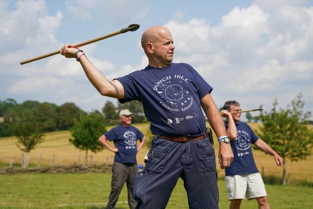 A veteran learns spear-throwing techniques 
Picture: Andrew Matthews/PA Wire