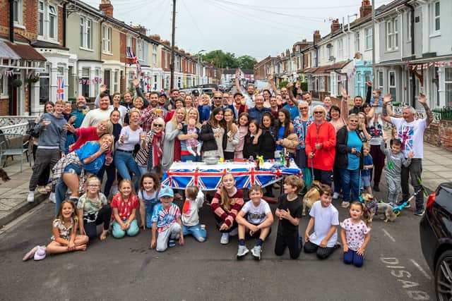 Residents at the Meon Road Jubilee street party. Picture: Mike Cooter (050622)