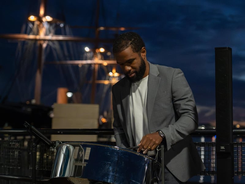 Shining stars walk 2026. Pictured is Lily Daren Shallow playing steel drums in front of HMS Warrior. Pictured by Alec Chapman