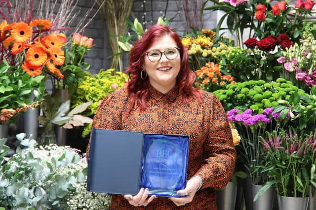 Grace King, 29, received the the highest grade in the country for her City & Guilds practical exam at this years British Florist Association Industry Awards after completing a Level 4 Diploma in Floristry while working as manager of Knot Just Blooms.