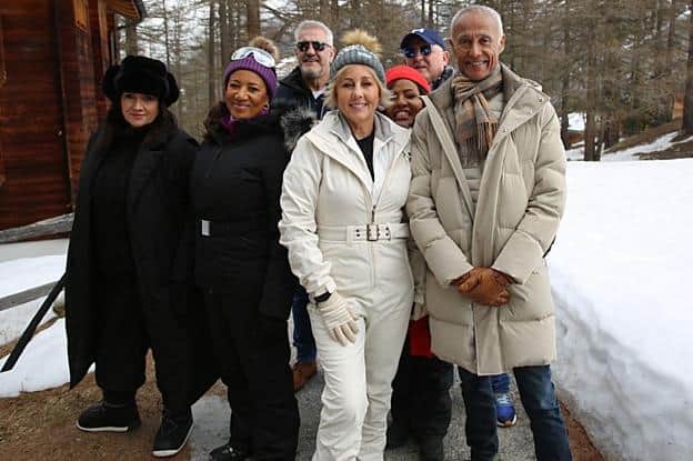 Andrew Ridgeley (far right) was joined by pals including Pepsi and Shirlie to recreate the Last Christmas video in Last Christmas Unwrapped on BBC2 this week (Picture: BBC/Blink Films/GME & Andrew Ridgeley/Katie Harmsworth