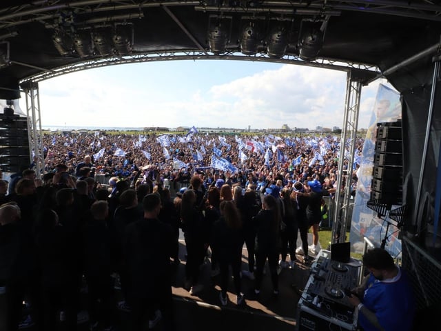 Thousands of Pompey FC fans flocked to Southsea Common to celebrate the team's League One title and promotion.   Picture Credit: Habibur Rahman