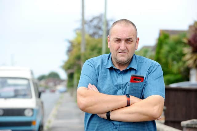 David Ferre (63) from Leith Avenue, Portchester, where his car was written off by a hit and run driver on July 15, 2023.Picture: Sarah Standing (100823-1302)
