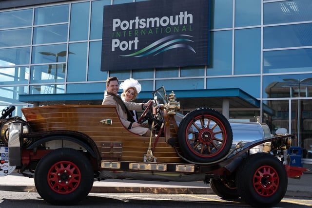 Pictured is: Caractacus Potts with Truly Scrumptious at Portsmouth International Port.