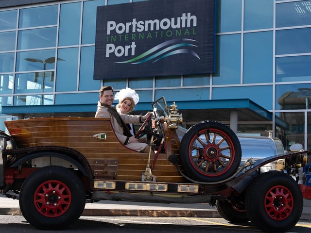 Pictured is: Caractacus Potts with Truly Scrumptious at Portsmouth International Port.