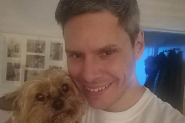 Landlord, Chris Vaux, with his dog, Lola.