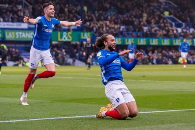 Marcus Harness opens the scoring against Morecambe earlier this month, marking his 10th goal of the campaign. Picture: Stephen Flynn/ProSportsImages