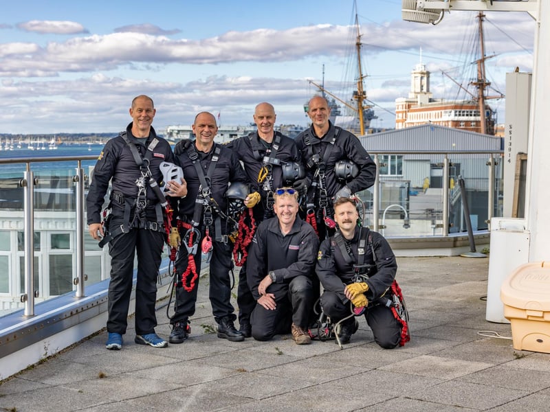 The Leicestershire Rescue Team at the Spinnaker Tower in Gunwharf Quays. Picture: Mike Cooter (280924)