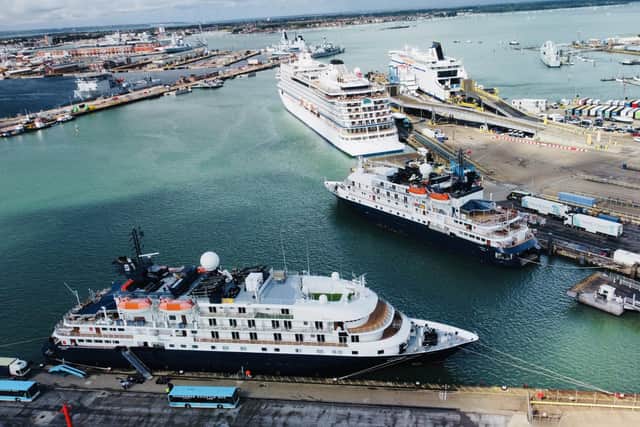 Noble Caledonia ships Island Sky and Hebridean Sky, were alongside with Viking ship Star at Portsmouth International Port on Saturday, August 7. Picture: PIP