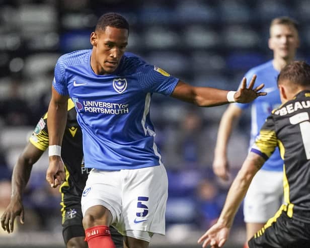 Portsmouth youngster Haji Mnoga received a straight red card for a rash challenge during Bromley's FA Cup defeat to Rotherham.   Picture: Jason Brown/ProSportsImages