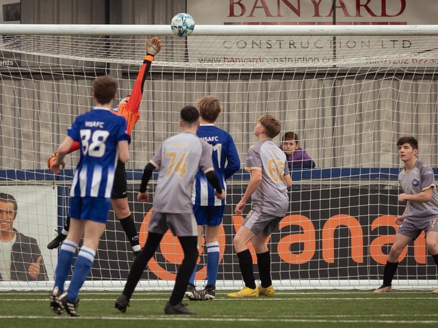Action from the U15 Campbell McFaull Invitation Cup final between Hayling St Andrews Blue and Hayling St Andrew White. Picture: Keith Woodland (260221-393)