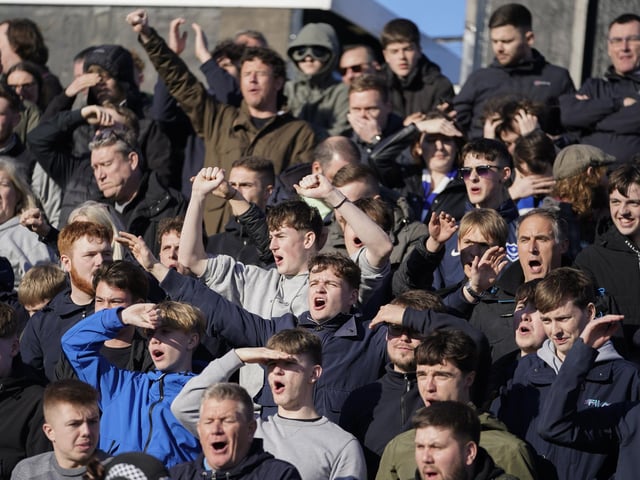Pompey fans at the Blues' victory at the Memorial Stadium.