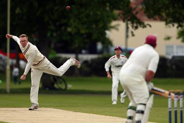Portsmouth & Southsea bowler Kieran Dunstan in action against Havant 2nds. Picture: Chris Moorhouse (jpns 070522-17)