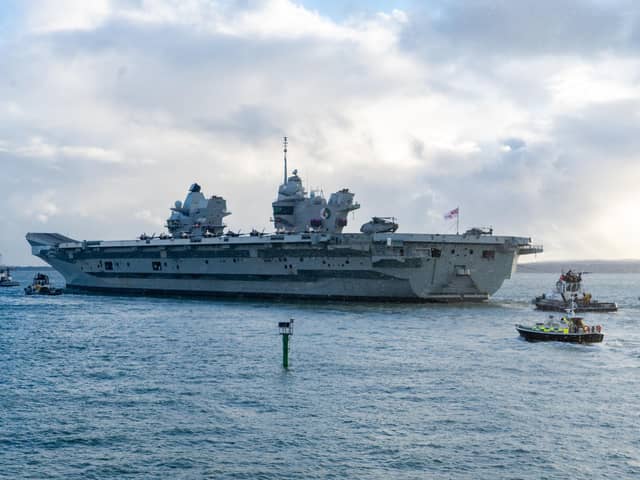 A former Royal Navy commander is calling for Portsmouth-based carrier HMS Queen Elizabeth to be deployed to the Red Sea. Iranian-backed Houthi rebels have been targeting merchant ships in the region amid the ongoing Israel-Gaza conflict. Photo by Matt Clark