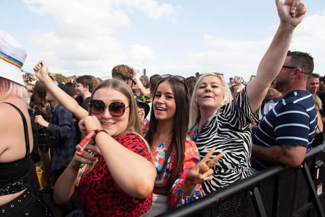 The crowd enjoying Annie Mac's  DJ set on the Common Stage. Picture: Vernon Nash (290821-214)