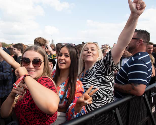 The crowd enjoying Annie Mac's  DJ set on the Common Stage. Picture: Vernon Nash (290821-214)