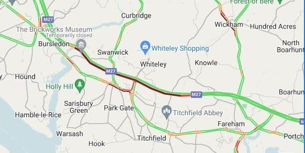 How the delays on the M27 looked this morning.
Picture: Romanse