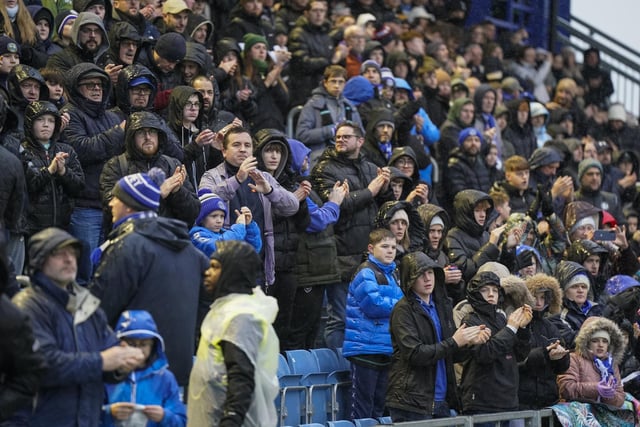 Pompey fans braved terrible weather conditions on New Year's Day to cheer the Blues to victory against Swansea.