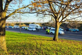 Emergency and support services on the scene following a serious collision on Eastern Road this morning. Pic: Stuart Vaizey