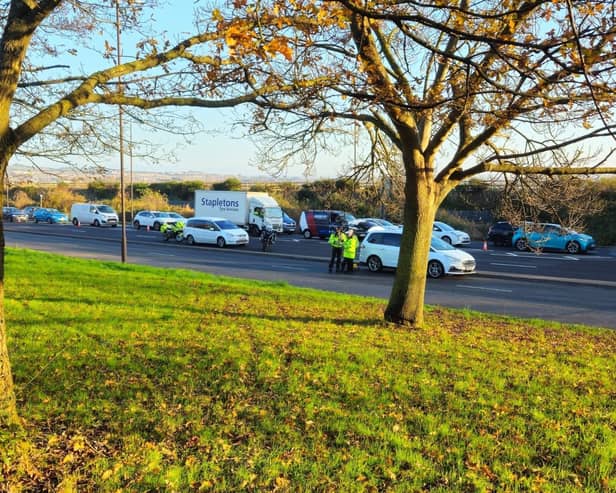 Emergency and support services on the scene following a serious collision on Eastern Road this morning. Pic: Stuart Vaizey