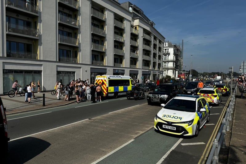 A large police presence at South Parade Pier. The pictures were taken earlier this afternoon.