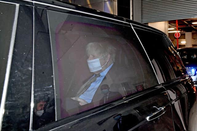 Prime Minister Boris Johnson leaves BBC New Broadcasting House in central London following his appearance on the BBC1 current affairs programme, The Andrew Marr Show. Picture: Stefan Rousseau/PA Wire