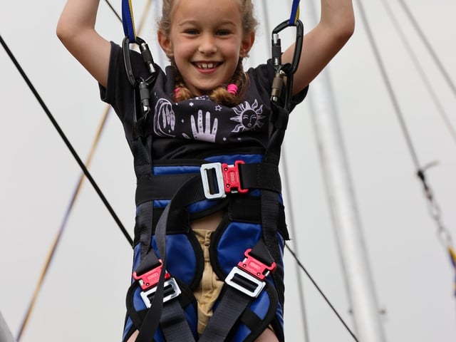 Pictured - Amy Thompson, 8, enjoying the trampoline. Photos by Alex Shute.