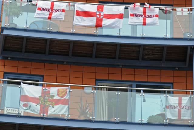 England flag at Gunwharf Quays on Friday evening during 2010 World Cup. Picture: (101894-9750)