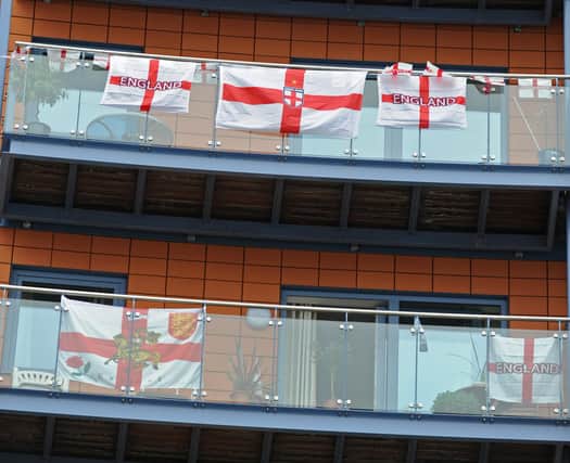 England flag at Gunwharf Quays on Friday evening during 2010 World Cup. Picture: (101894-9750)