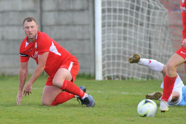 Louie Martin during his final appearance for Horndean in  the 4-0 Wessex League win against Bournemouth Poppies. Picture: Martyn White