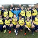 From back left: Simon Watson, Coach; Neal Standley, Club Chairman; David Day, U13 Burgundy Manager; and Graeme Cole, Bellway Wessex’s Sales Director, with the Gosport U13 Burgundy team wearing their new Bellway-sponsored kit