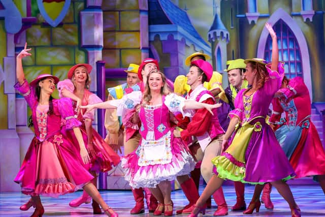 Georgia Carr as Cinderella and company. Picture by Stuart Martin/Mayflower Theatre