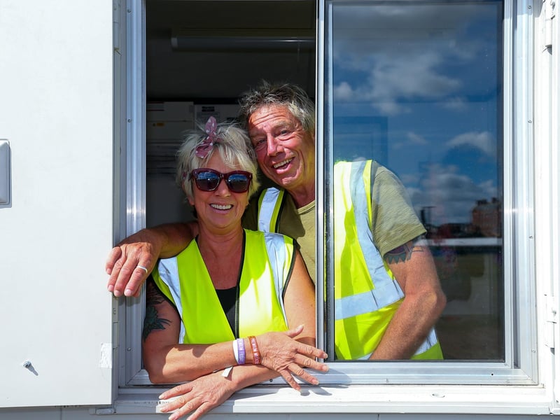 Wendie Fowler and Andy Goodall who do the wristbanding for the VIP area
Picture: Chris Moorhouse (jpns 270823-006)