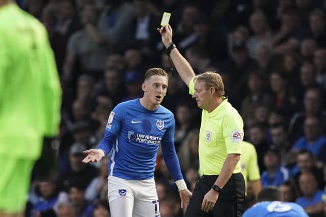 Pompey winger picks up a yellow card against Shrewsbury