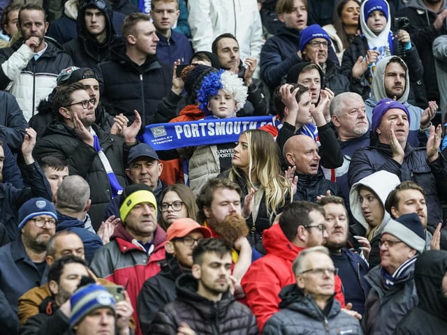 Pompey fans at the Tottenham Hotspur Stadium.