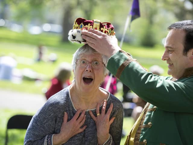 Liz Weston is crowned by Dan McCrohon at St Mary's Church in Fratton Picture: Peter Langdown