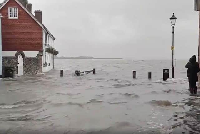 Storm Barra.Pictured: Flooding around Langstone on Tuesday 7th December 2021