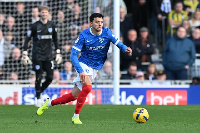 Pompey's Andre Dozzell on the attack on against West Brom. Picture: Graham Hunt