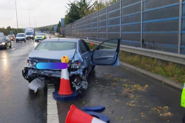 Crash causes severe delays on M27 this morning (October 30). Picture: Hampshire Roads Policing Unit.