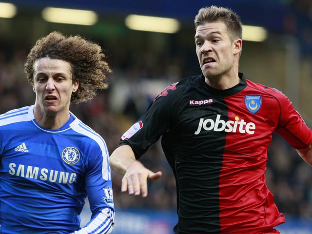 Marko Futacs battles with Chelsea's David Luiz as Michael Appleton''s Pompey side lose 4-0 at Stamford Bridge in the FA Cup Third Round in January 2012. Picture: Barry Zee