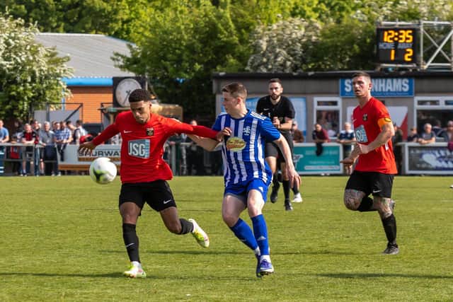 Casey Bartlett-Scott grabbed Fareham Town's goal in the cup final defeat to Shaftesbury Picture: Mike Cooter (300422)