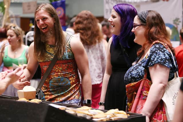 People enjoy a vegan festival last year at Portsmouth Guildhall.          
Picture: Chris Moorhouse