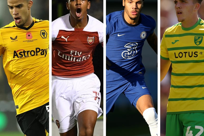 From left to right: Wolves' Chem Campbell, Arsenal's Tyreece John-Jules, Brentford's Myles Peart-Harris and Norwich's Tony Springett are among the latest players on the move this month.