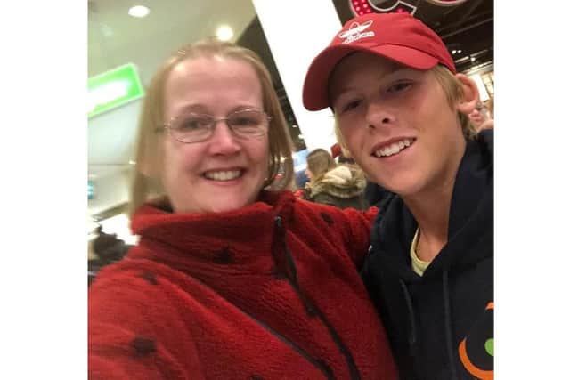 The family of Lewis Taylor, 15, have set up a fundraiser so he can stay out at his tennis school in Florida after his parents had to close their pub due to Covid-19. Pictured: Lewis with his mum Caroline