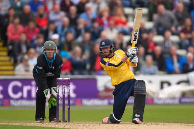 James Vince on his way to his only T20 century against Worcestershire at New Road in 2015. Photo by Stu Forster/Getty Images.