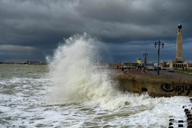 Dramatic stormy weather at Southsea seafront in 2020 taken by Mark Cox. Instagram: @markcox_photography