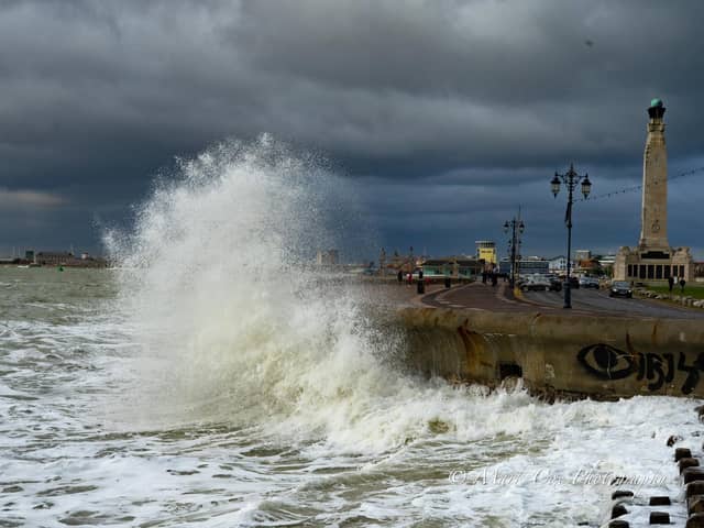 Dramatic stormy weather at Southsea seafront in 2020 taken by Mark Cox. Instagram: @markcox_photography